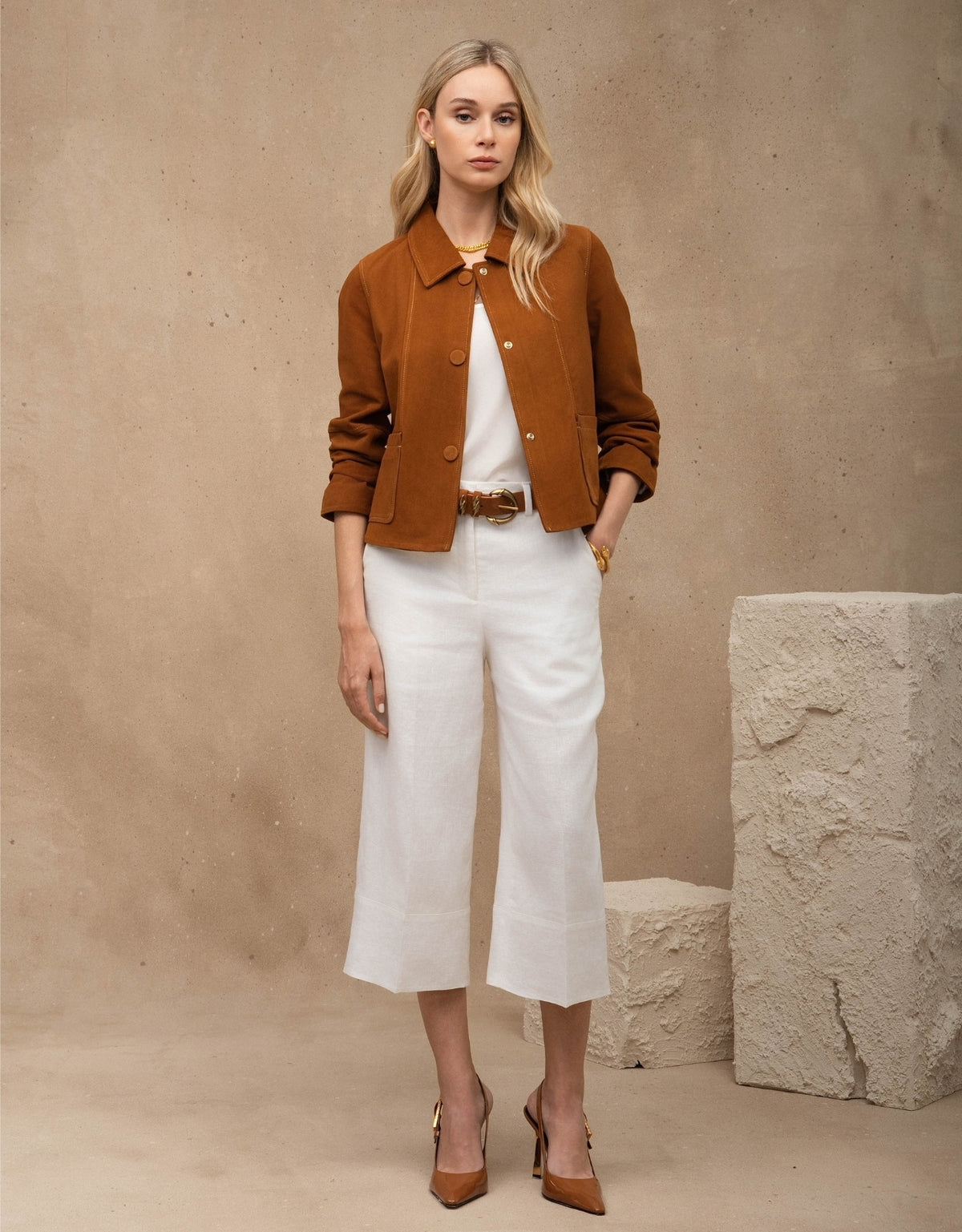 JAQUETA VITÓRIA MADRE REINA CHAMOIS CARAMELO