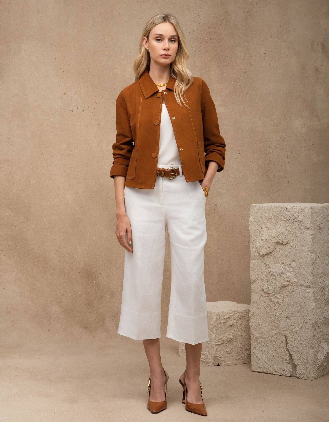 JAQUETA VITÓRIA MADRE REINA CHAMOIS CARAMELO