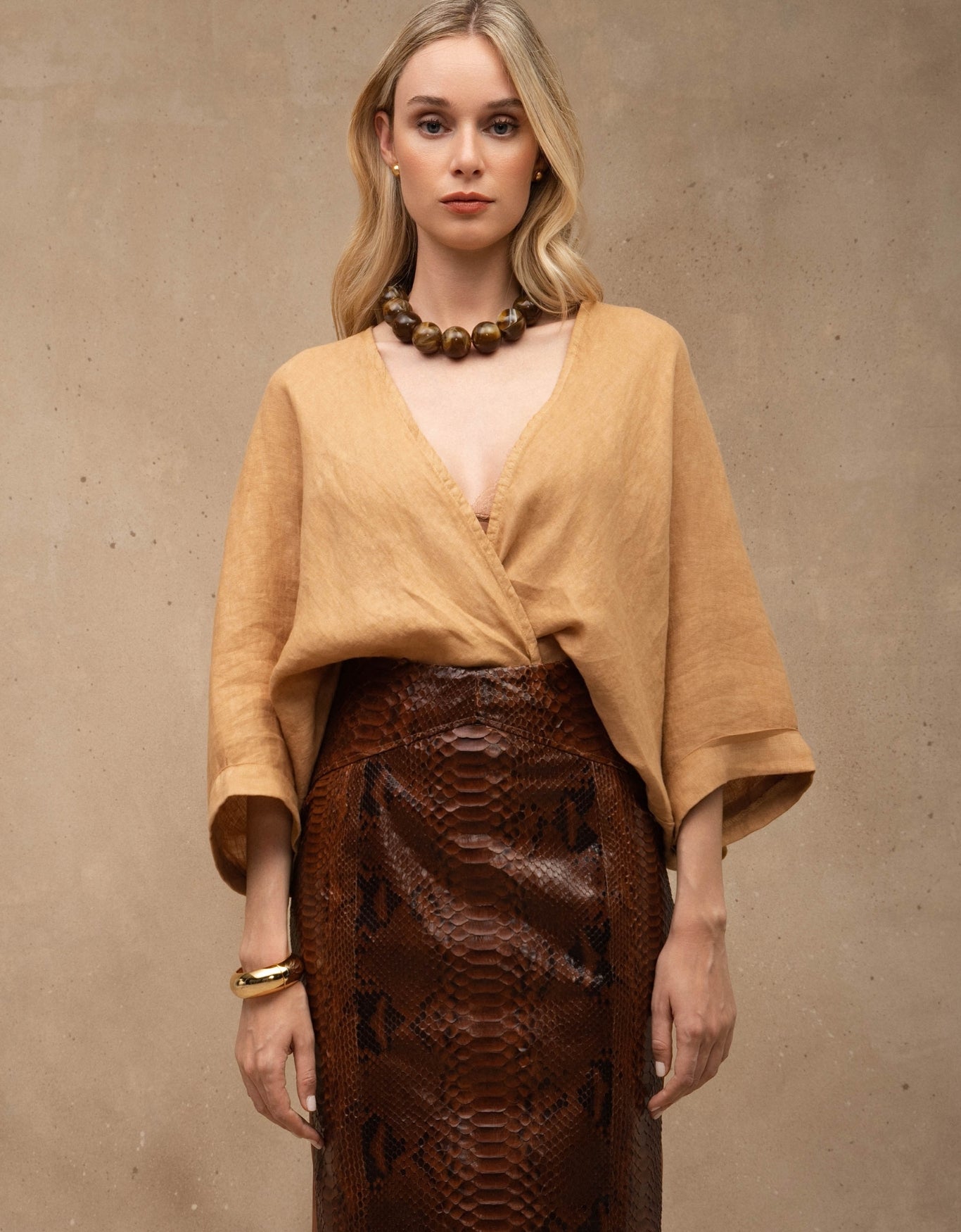 KIMONO ISABELA MADRE REINA LINHO CAQUI