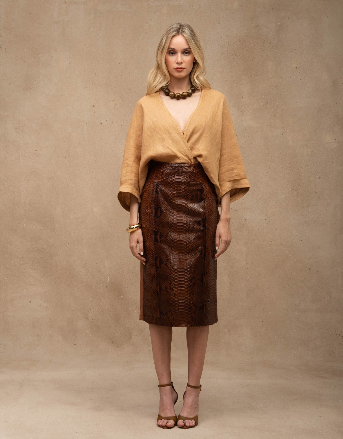 KIMONO ISABELA MADRE REINA LINHO CAQUI