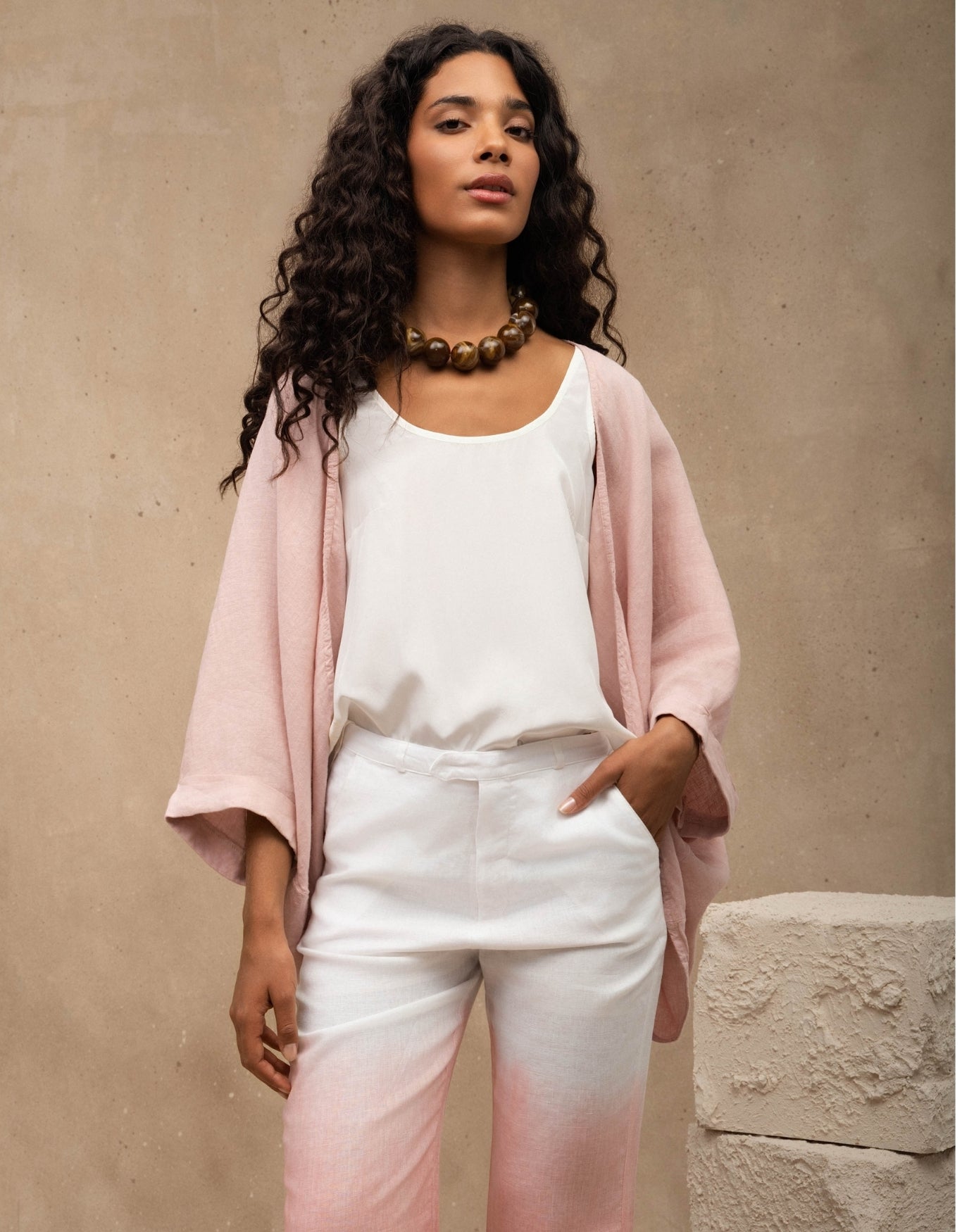 KIMONO ISABELA MADRE REINA LINHO ROSA PÓ