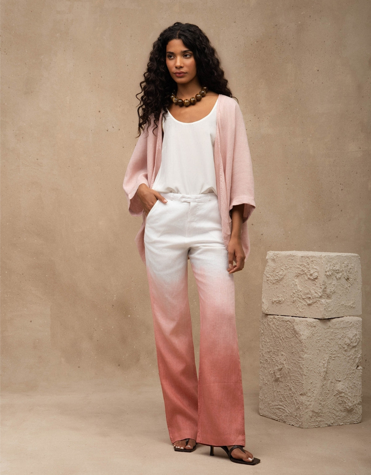 KIMONO ISABELA MADRE REINA LINHO ROSA PÓ