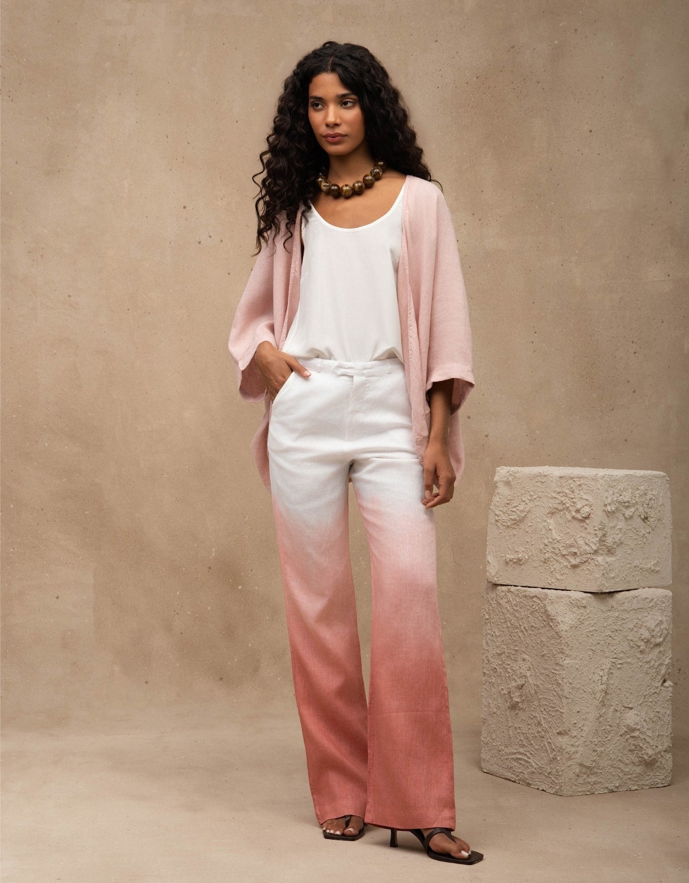 KIMONO ISABELA MADRE REINA LINHO ROSA PÓ