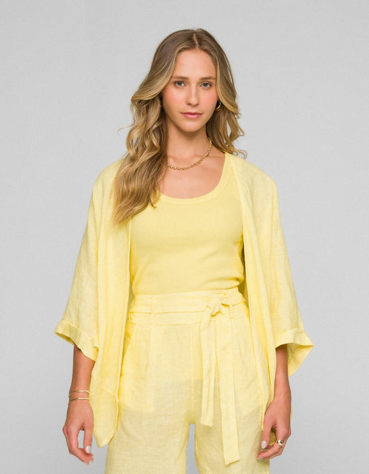 KIMONO ISABELLA MADRE REINA LINHO AMARELO CAMOMILA