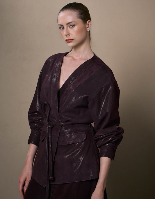 KIMONO MALU MADRE REINA COURO CHAMOIS BERINGELA