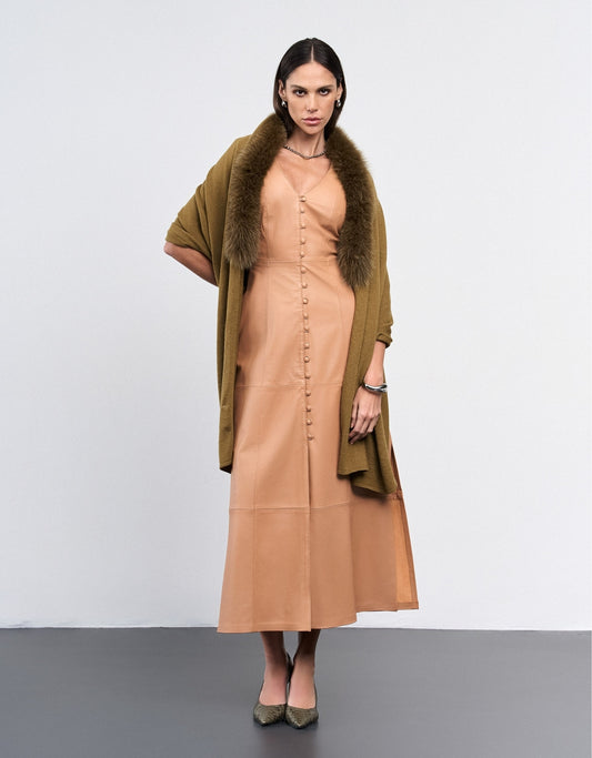 MANTELA GOLA MADRE REINA TRICOT GREIGE