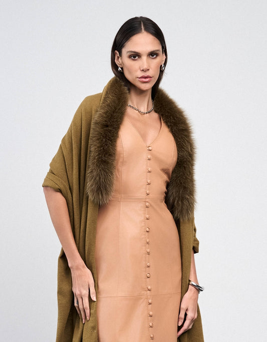 MANTELA GOLA MADRE REINA TRICOT GREIGE