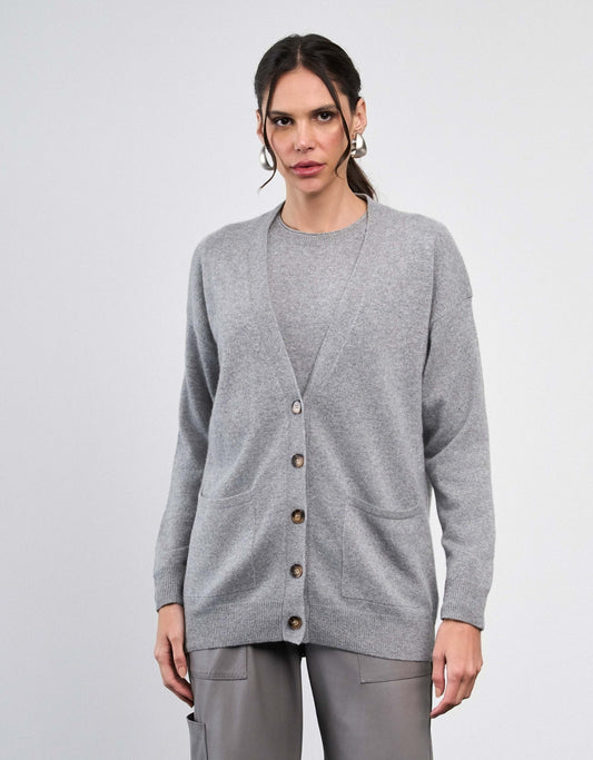 MAXI CARDIGAN MADRE REINA CASHMERE CALM GRAY