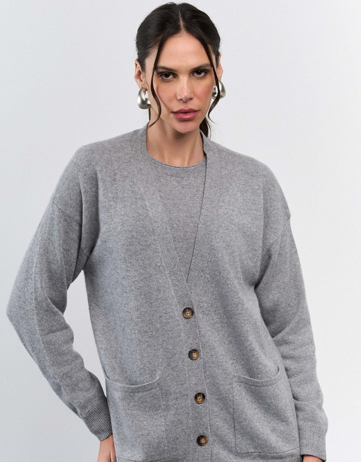 MAXI CARDIGAN MADRE REINA CASHMERE CALM GRAY