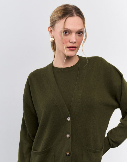 MAXI CARDIGAN MADRE REINA CASHMERE GREIGE