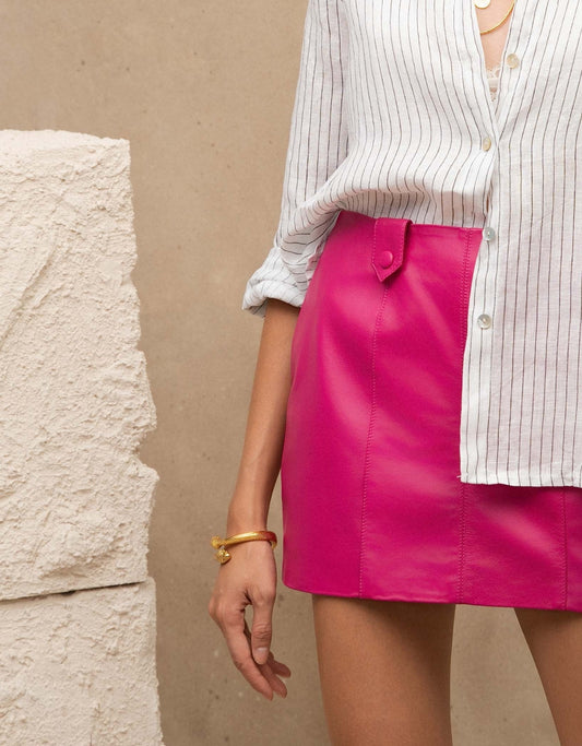 MINI SAIA PASSANTES MADRE REINA COURO ROSA BLOOM