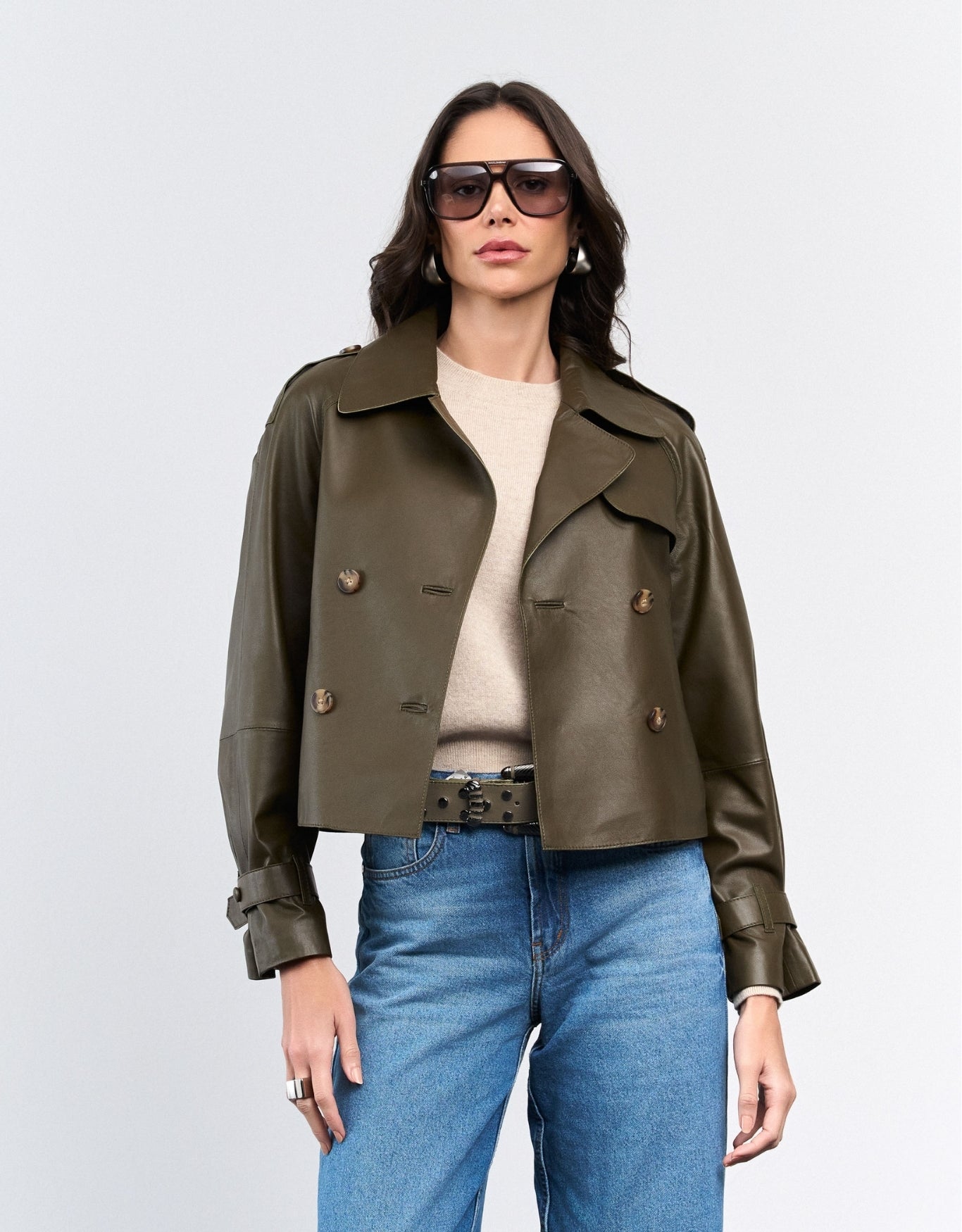 MINI TRENCH HELO MADRE REINA COURO GREIGE