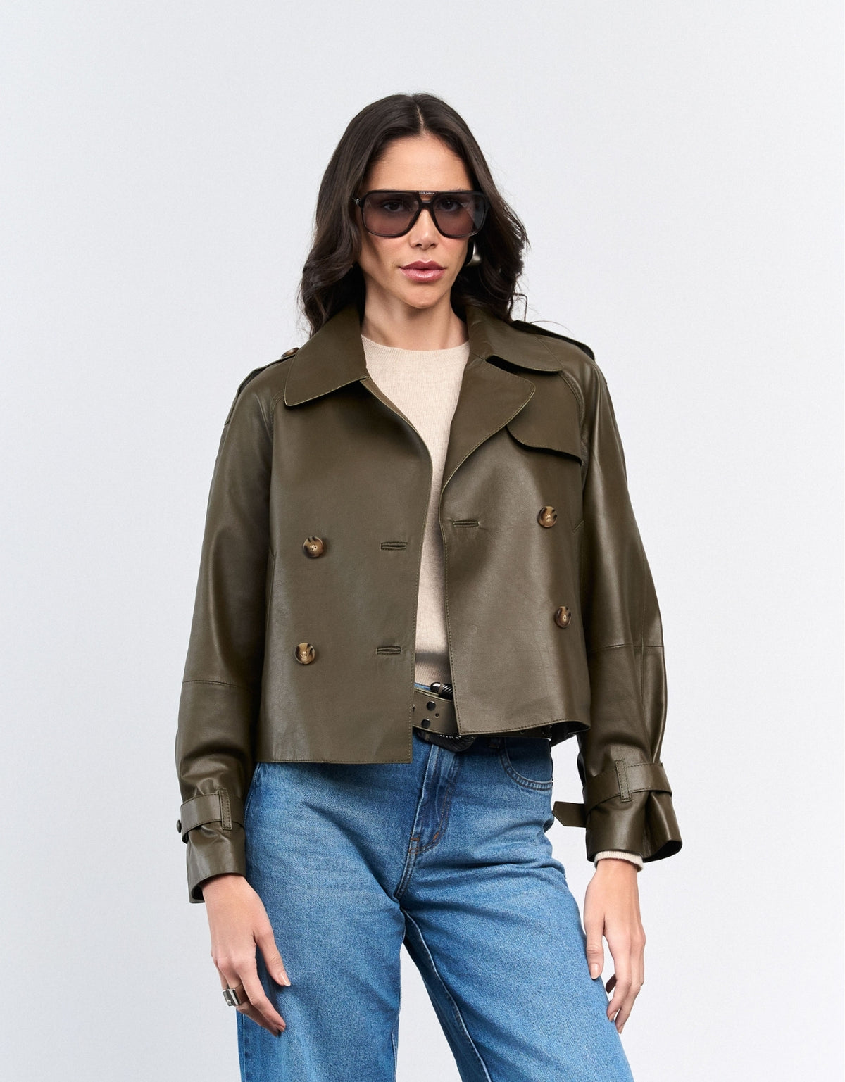 MINI TRENCH HELO MADRE REINA COURO GREIGE