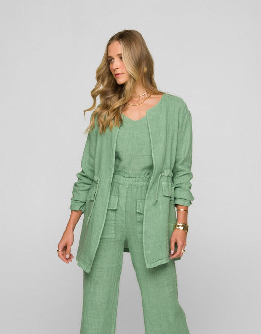 PARKA TEREZA MADRE REINA LINHO VERDE MENTA