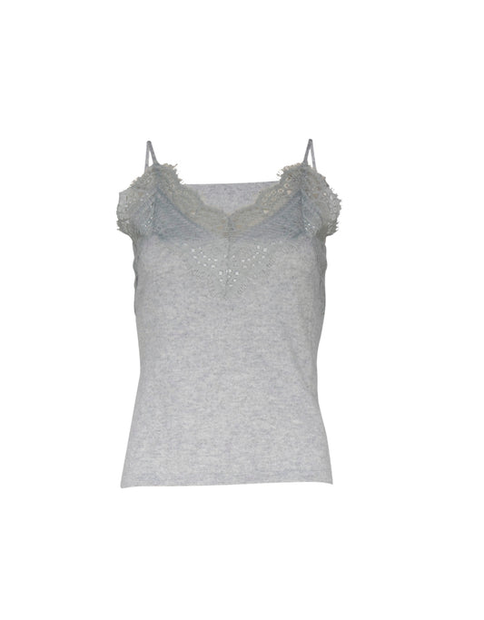 REGATA CASHMERE E RENDA CINZA MESCLA