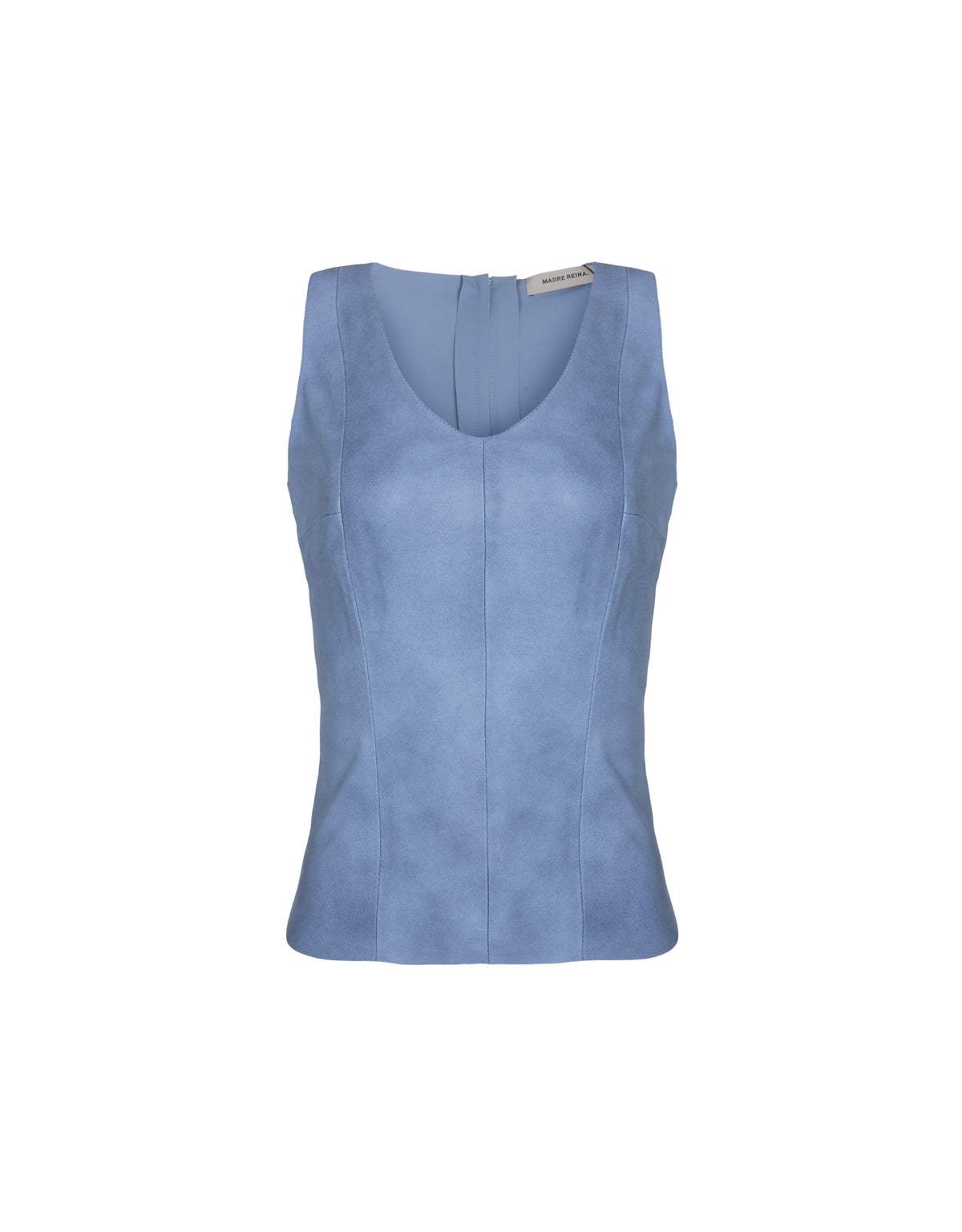 REGATA DECOTE V MADRE REINA MALHA COM COURO AZUL JEANS