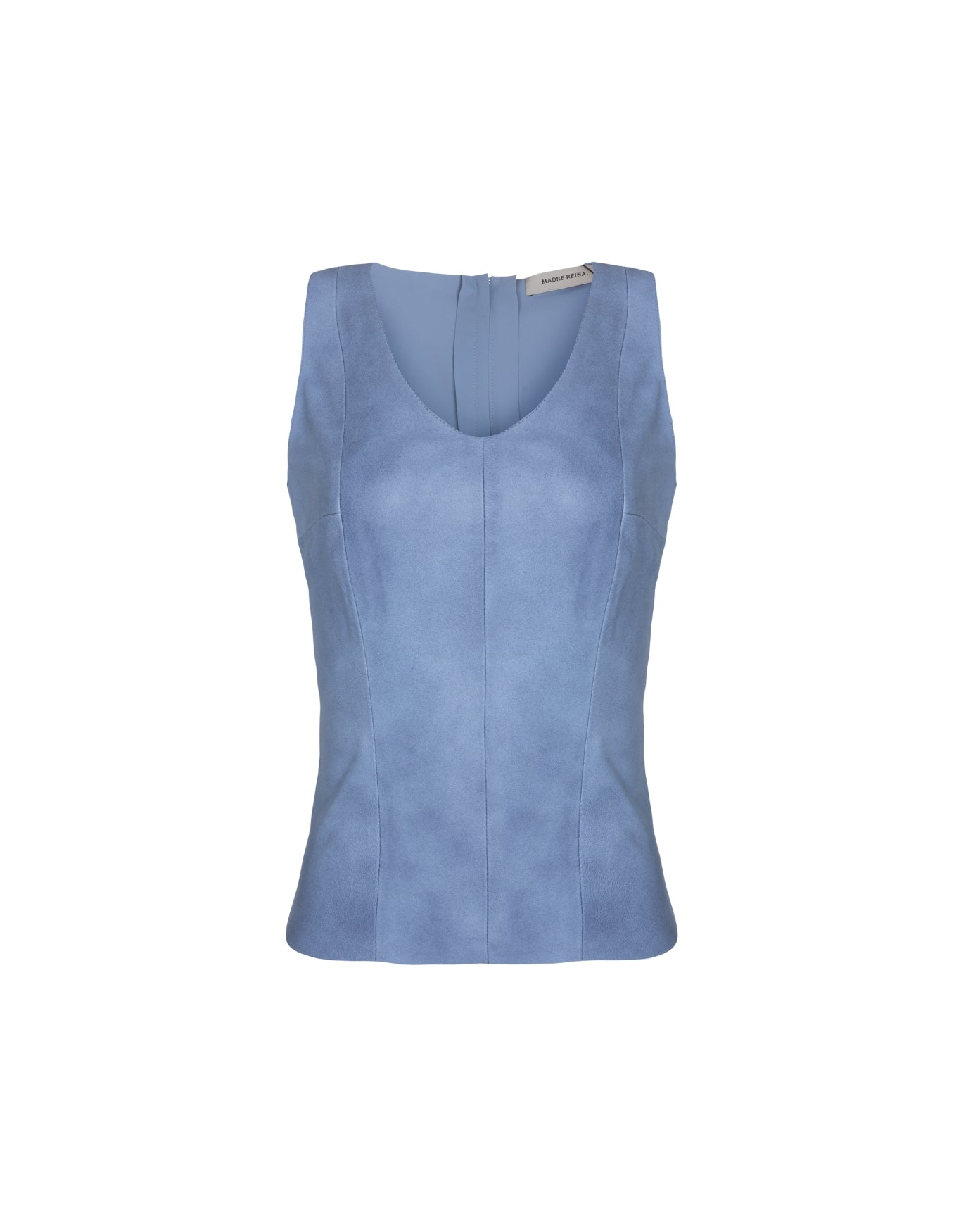 REGATA DECOTE V MADRE REINA MALHA COM COURO AZUL JEANS