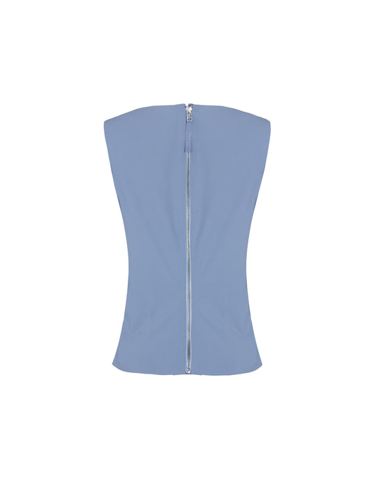 REGATA DECOTE V MADRE REINA MALHA COM COURO AZUL JEANS