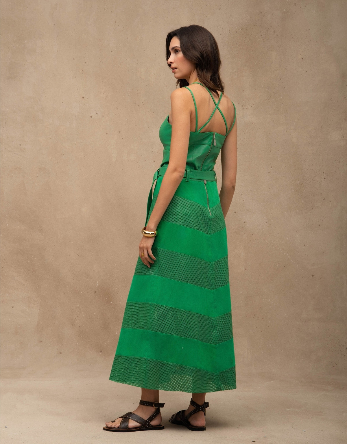 SAIA BRUNA MADRE REINA COURO VERDE ESMERALDA