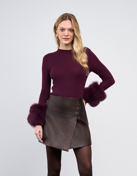 SAIA CURTA LORENA MADRE REINA COURO DARK BROWN