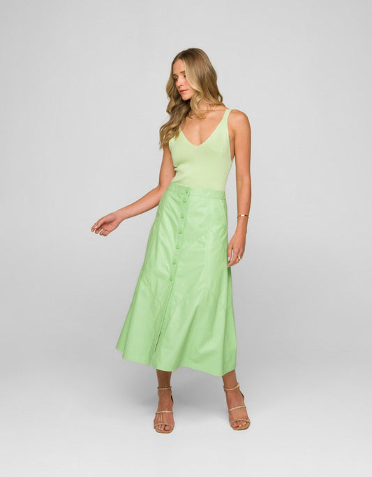 SAIA MIDI BOTÕES MADRE REINA COURO VERDE MENTA