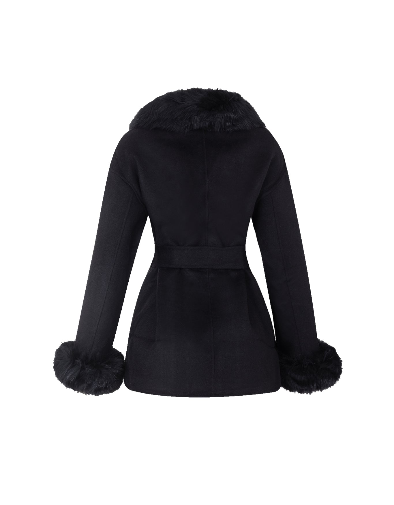 CASACO MEGAN MADRE REINA LÃ COM PELE PRETO