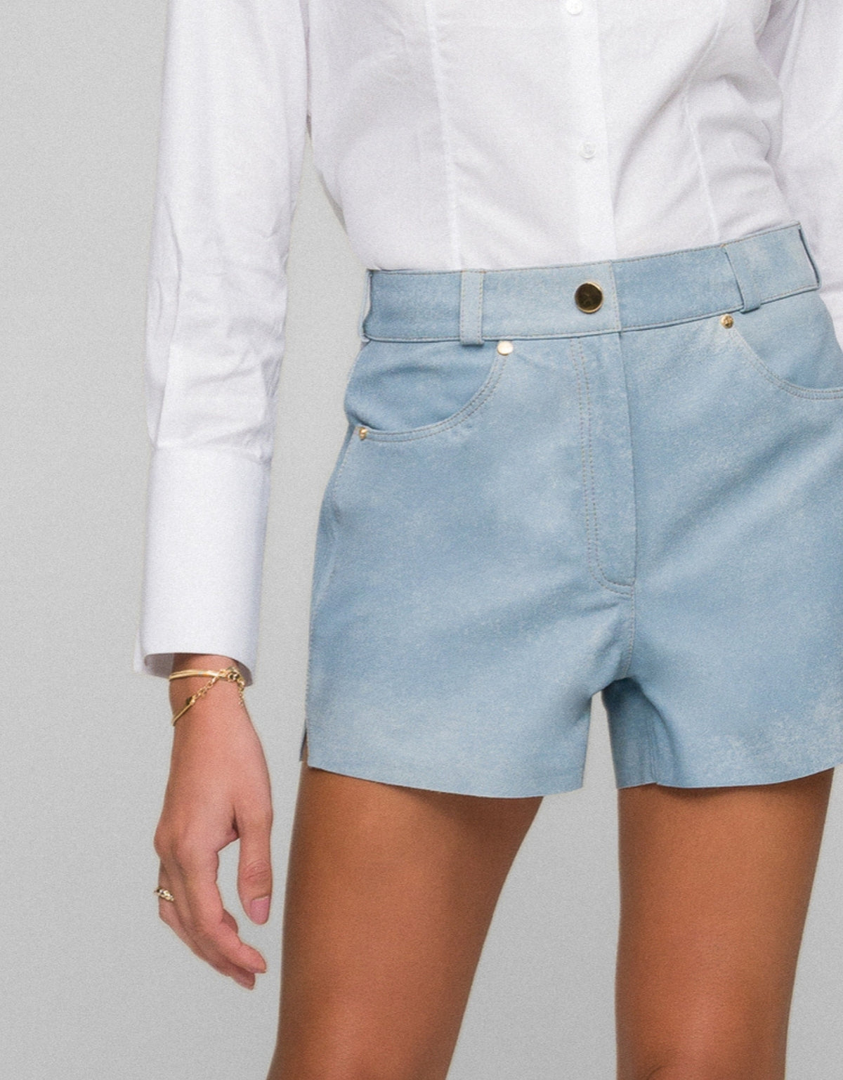 SHORT GIULIA MADRE REINA COURO BLUE DENIM