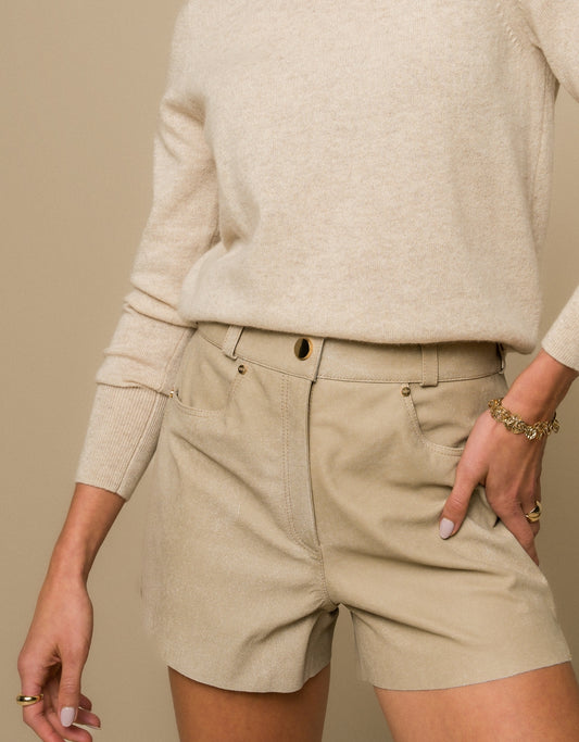 SHORT GIULIA MADRE REINA COURO NOZES DENIM