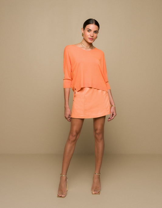 SHORT SAIA JULIA MADRE REINA COURO LARANJA PAPAYA