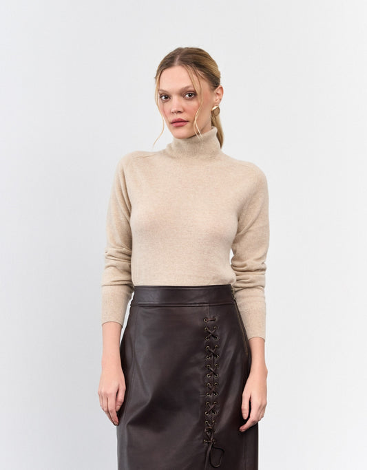SWEATER GOLA ALTA MADRE REINA CASHMERE DESERT