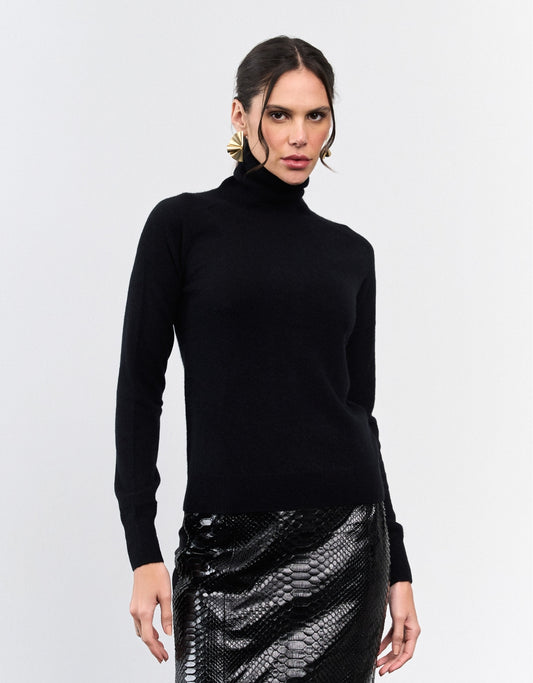 SWEATER GOLA ALTA MADRE REINA CASHMERE PRETO