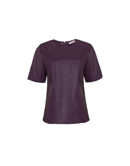T-SHIRT CAMILA MADRE REINA COURO COM MALHA DARK PURPLE