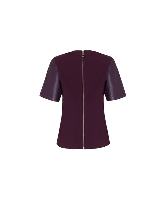 T-SHIRT CAMILA MADRE REINA COURO COM MALHA DARK PURPLE