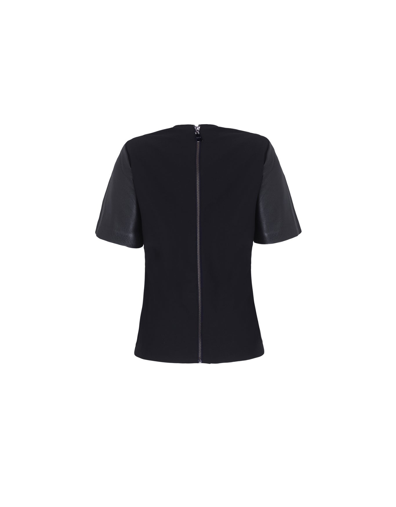 T-SHIRT CAMILA MADRE REINA COURO COM MALHA PRETO