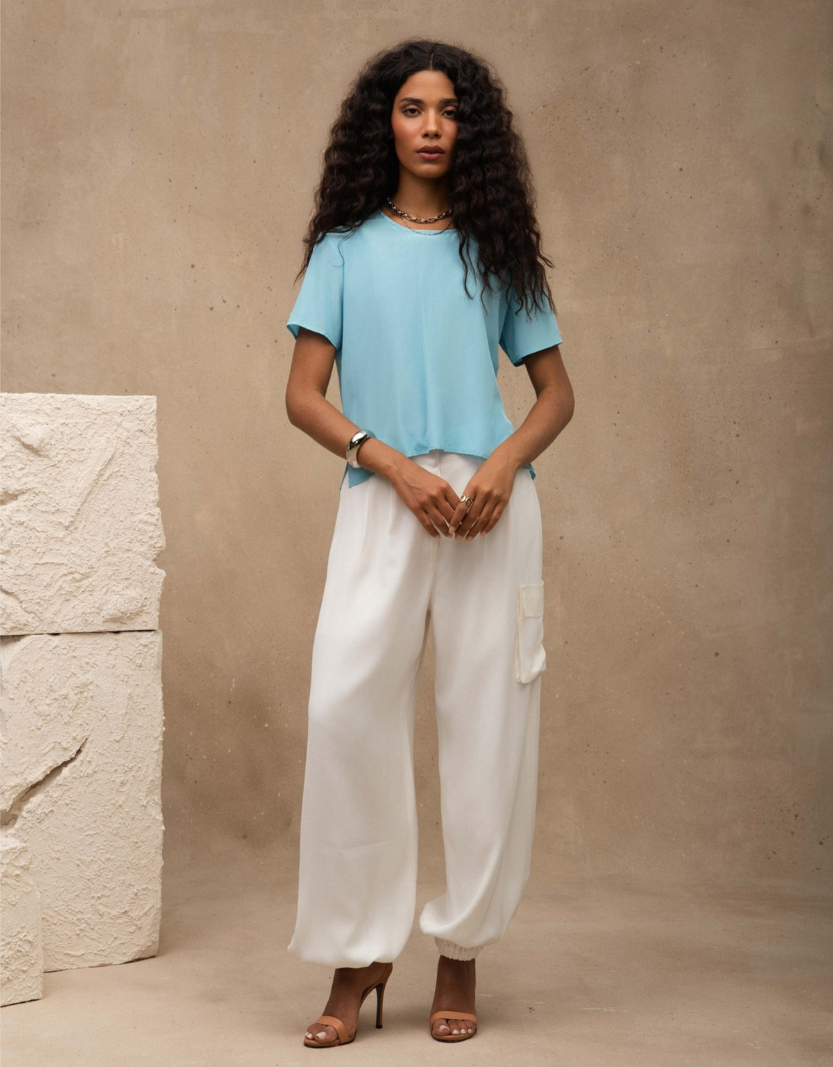 T-SHIRT CLASSIC MADRE REINA SEDA AZUL TURQUESA