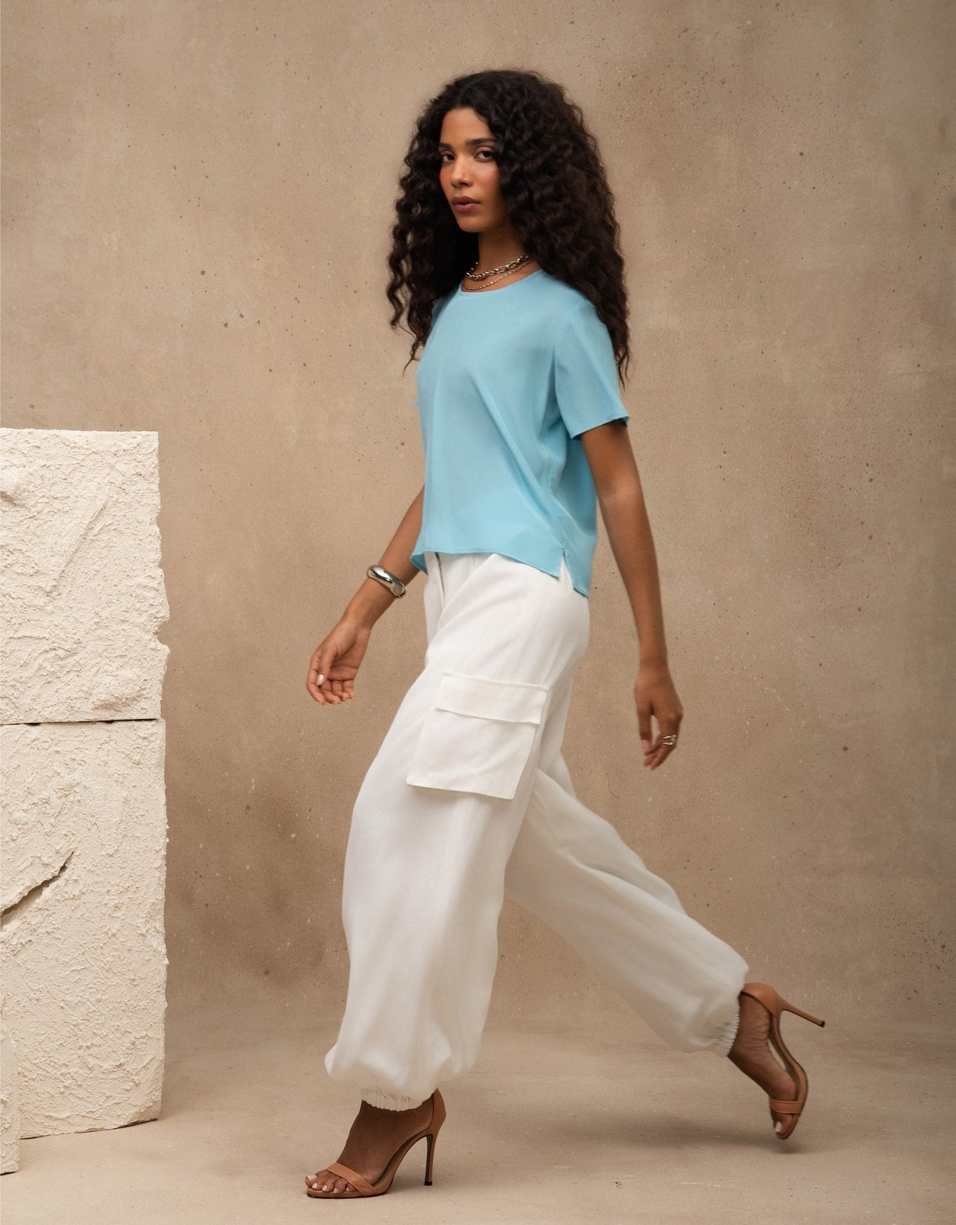 T-SHIRT CLASSIC MADRE REINA SEDA AZUL TURQUESA