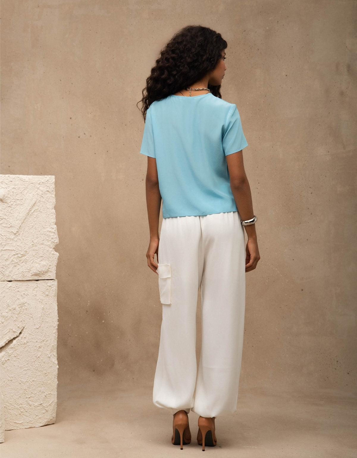 T-SHIRT CLASSIC MADRE REINA SEDA AZUL TURQUESA