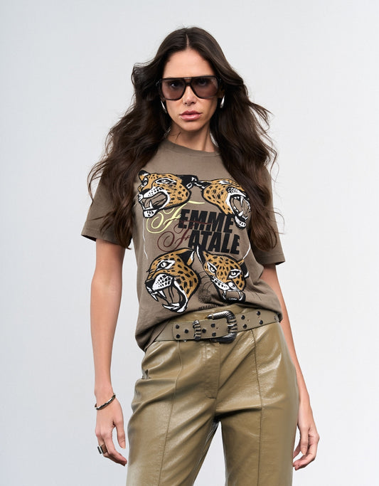 T-SHIRT ONÇA MADRE REINA GREIGE