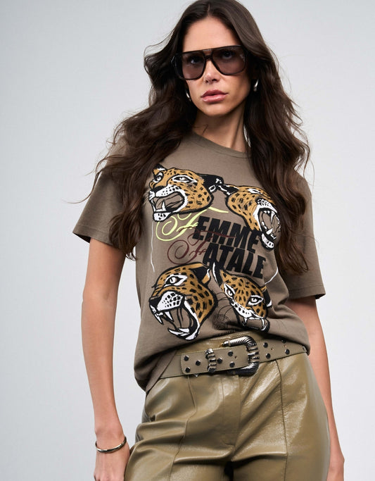 T-SHIRT ONÇA MADRE REINA GREIGE