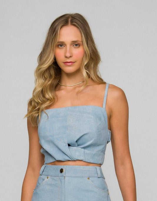 TOP GIULIA MADRE REINA BLUE DENIM