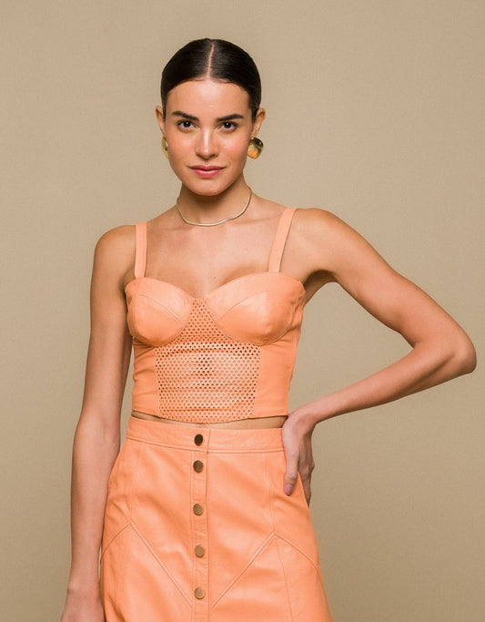 TOP MILENA MADRE REINA COURO LARANJA PAPAYA