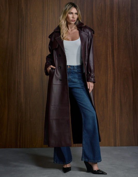 TRENCH COAT BIANCCA MADRE REINA COURO BERINJELA