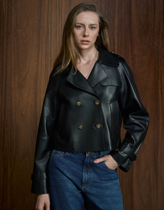 MINI TRENCH HELO MADRE REINA COURO PRETO