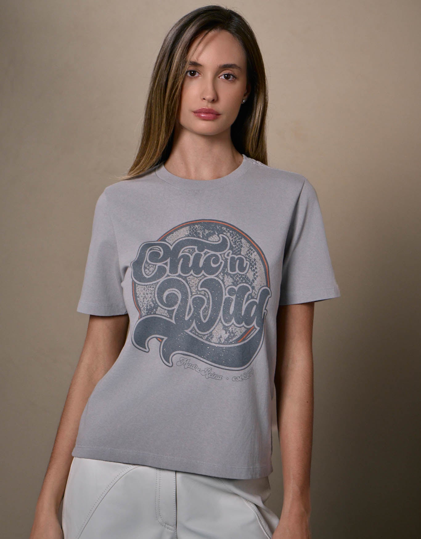 T-SHIRT SNAKE MADRE REINA CINZA ESTANHO