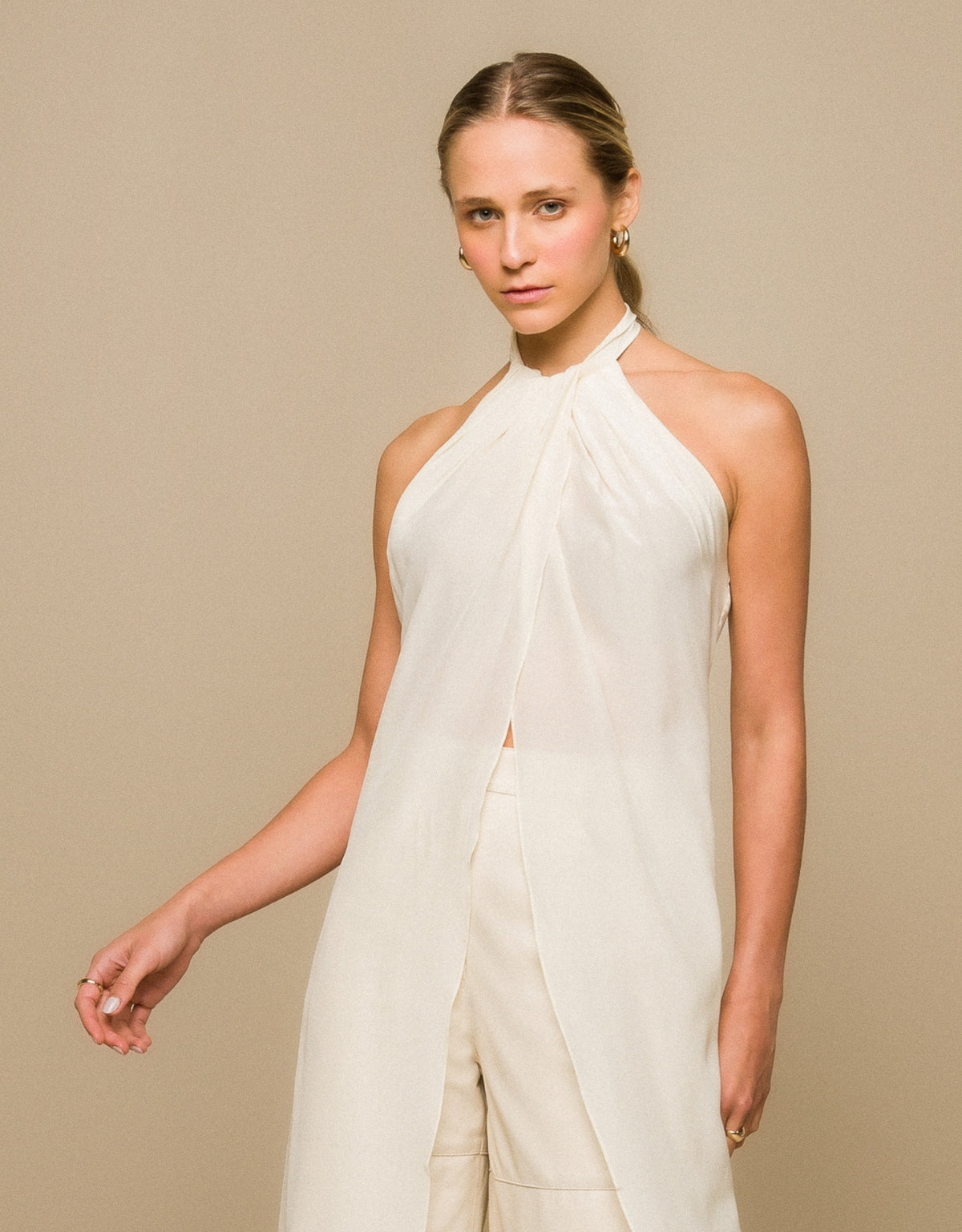 TÚNICA MALU MADRE REINA SEDA OFF WHITE