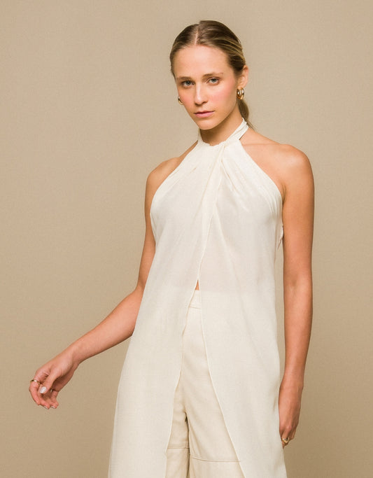 TÚNICA MALU MADRE REINA SEDA OFF WHITE