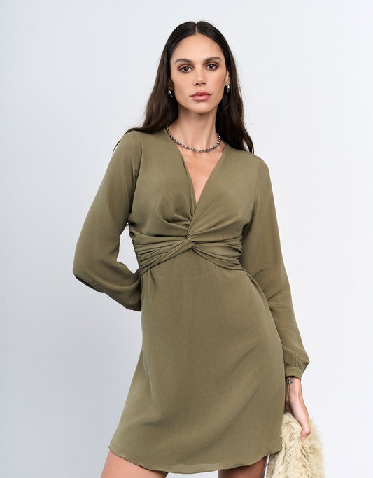 VESTIDO ALÍCIA MADRE REINA SEDA GREIGE