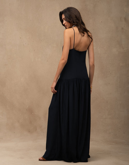 VESTIDO BETINA MADRE REINA SEDA AZUL MARINE