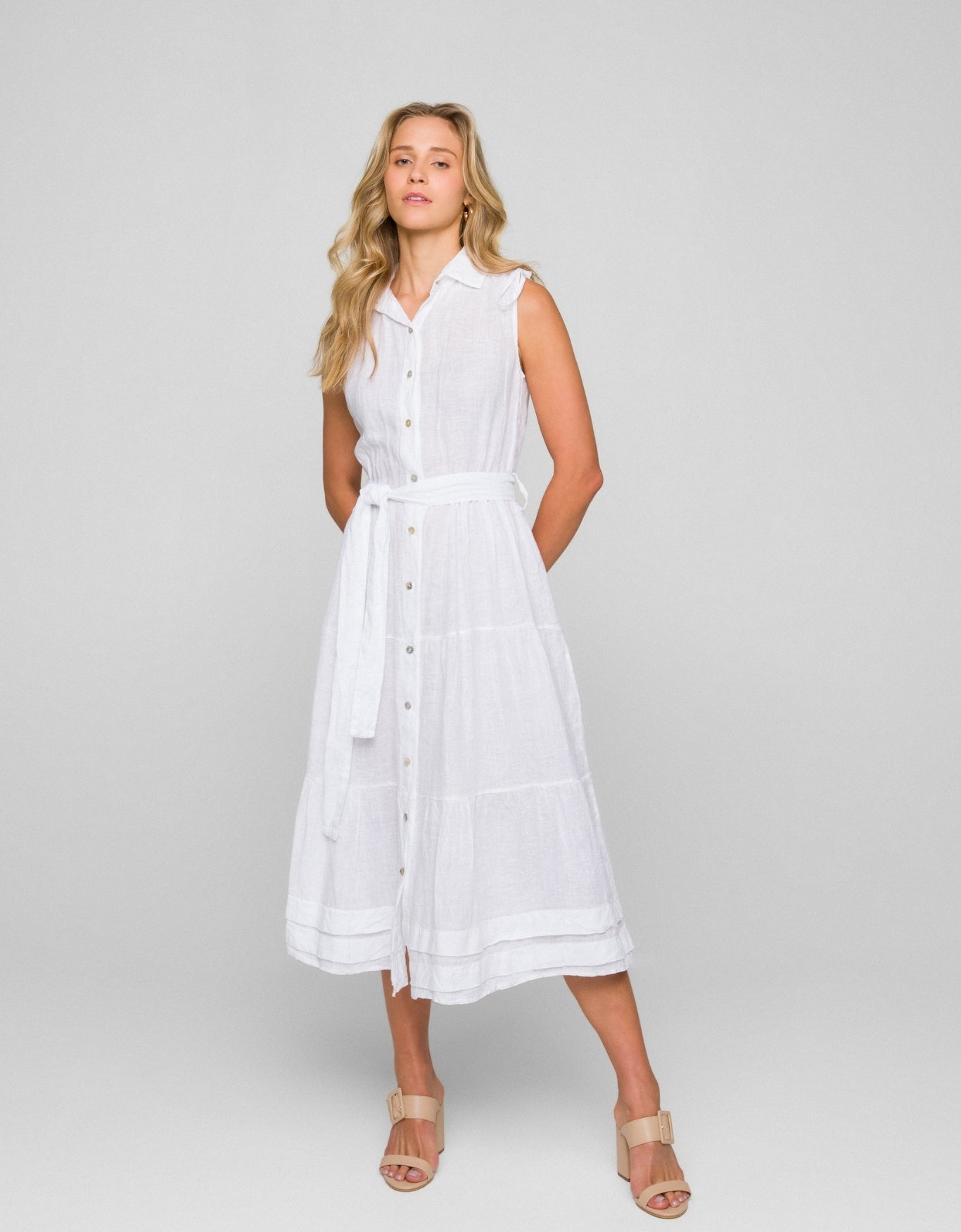 VESTIDO CHEMISE BEL MADRE REINA LINHO BRANCO