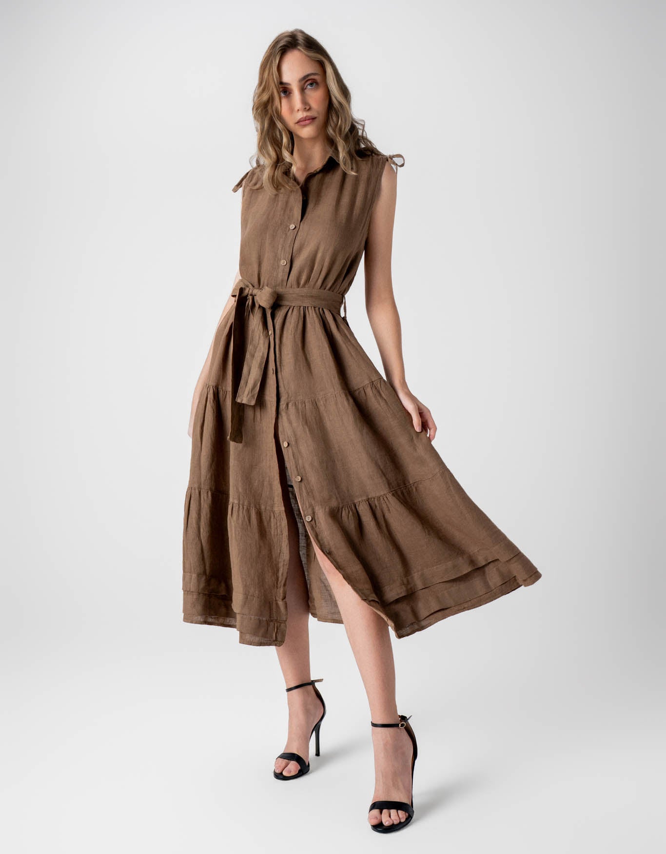 VESTIDO CHEMISE BEL MADRE REINA LINHO NOZES